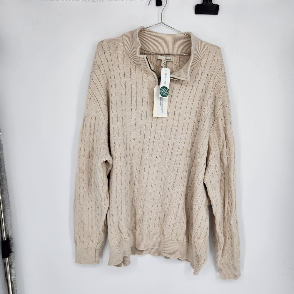 Hawker Rye Mens Cable Knit 1/4 Zip Sweater Off-White 3XL NC-MGS-10047 NWT